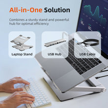 Adjustable USB C Laptop Docking Station Stand 6 IN 1 for MacBook Pro Dell HP Surface Lenovo