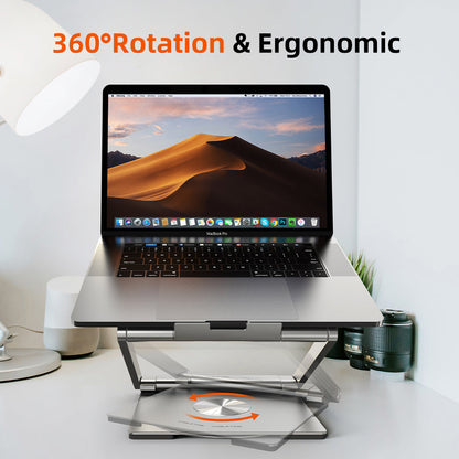 Adjustable USB C Laptop Docking Station Stand 6 IN 1 for MacBook Pro Dell HP Surface Lenovo
