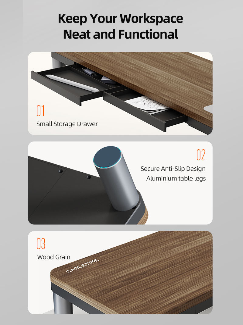 Wood Grain Monitor Stand with 9 IN 1 Docking Station and Wireless Charging Pad