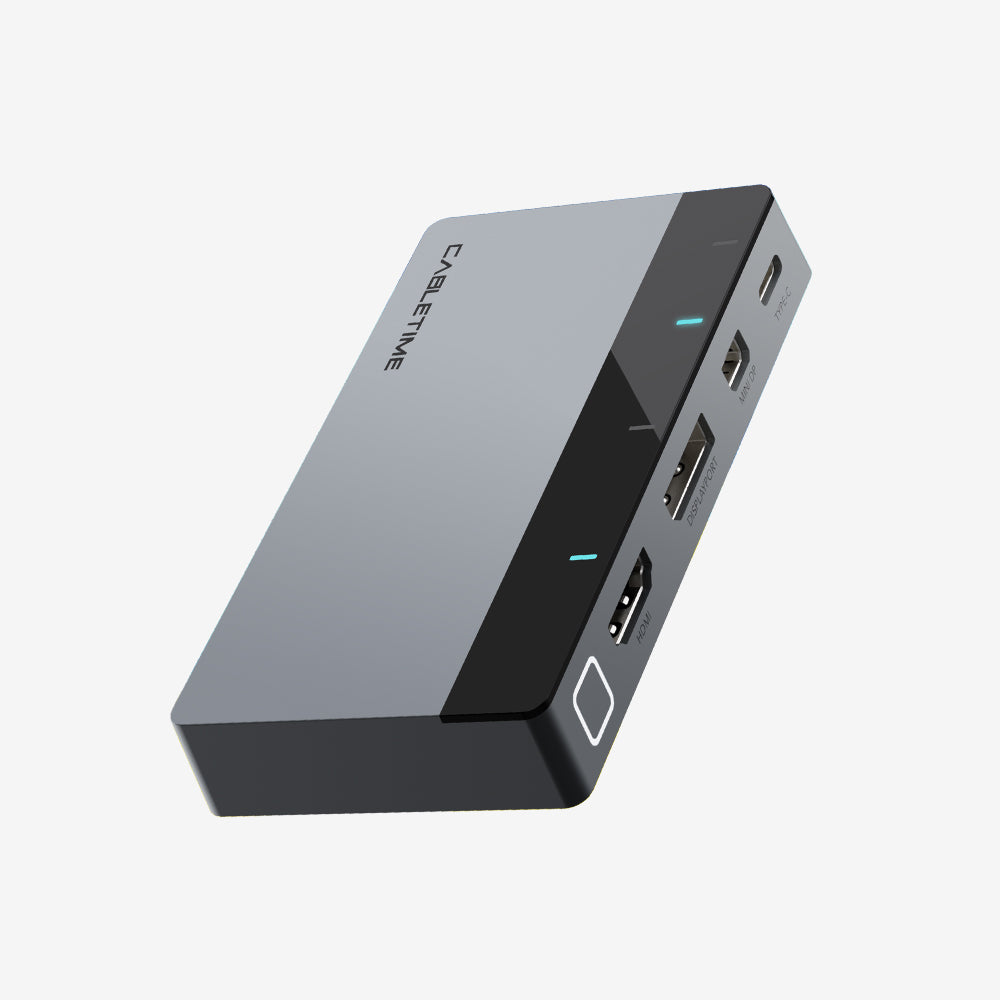 CABLETIME 4-in-1 4K@60Hz HDMI Auto Presentation Switcher, USB-C / HDMI / DP / Mini DP to HDMI