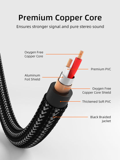 CABLETIME 2RCA to 2RCA Stereo Audio Cable Male to Male for Home Theater, Amplifier, Hi-Fi System & Car Audio