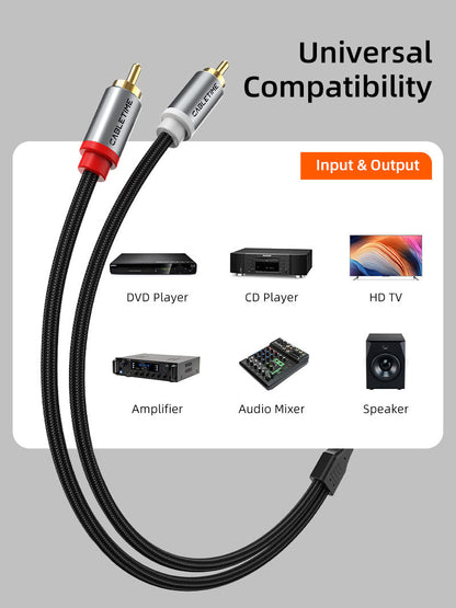 CABLETIME 2RCA to 2RCA Stereo Audio Cable Male to Male for Home Theater, Amplifier, Hi-Fi System & Car Audio