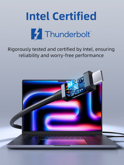 CABLETIME Intel Certified Thunderbolt 5 Cable 0.8m | 240W, 120Gbps, 8K, model CT50G, SKU CT-TB5-PB0.8
