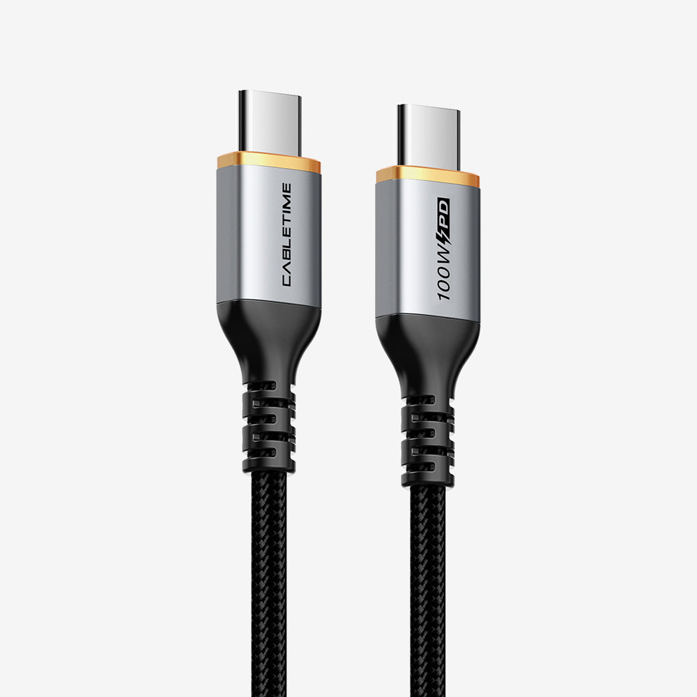 CABLETIME 100W Braided USB-C to USB-C Fast Charging Cable with E-Marker – product view 1 | CU03H/CU03L