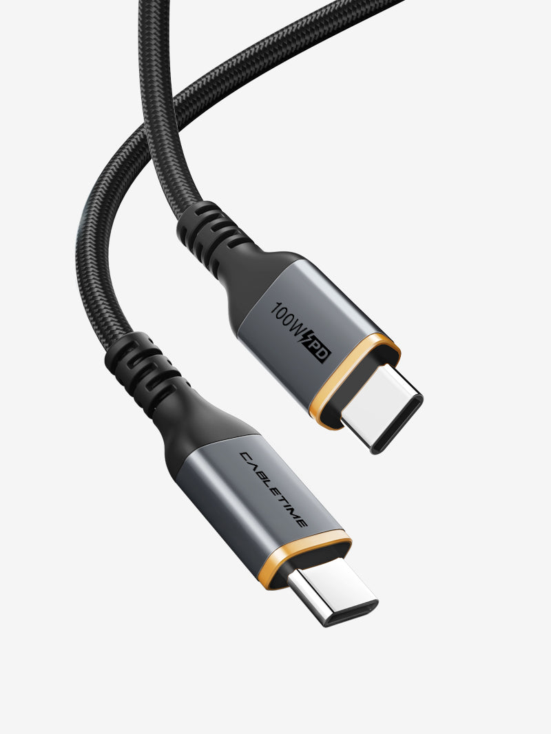 CABLETIME 100W Braided USB-C to USB-C Fast Charging Cable with E-Marker – product view 2 | CU03H/CU03L