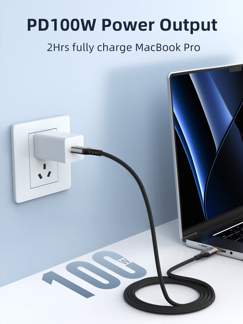 CABLETIME 100W Braided USB-C to USB-C Fast Charging Cable with E-Marker – product view 3 | CU03H/CU03L