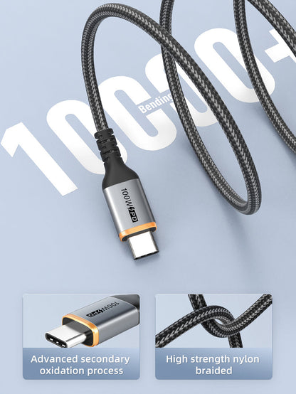 CABLETIME 100W Braided USB-C to USB-C Fast Charging Cable with E-Marker – product view 6 | CU03H/CU03L
