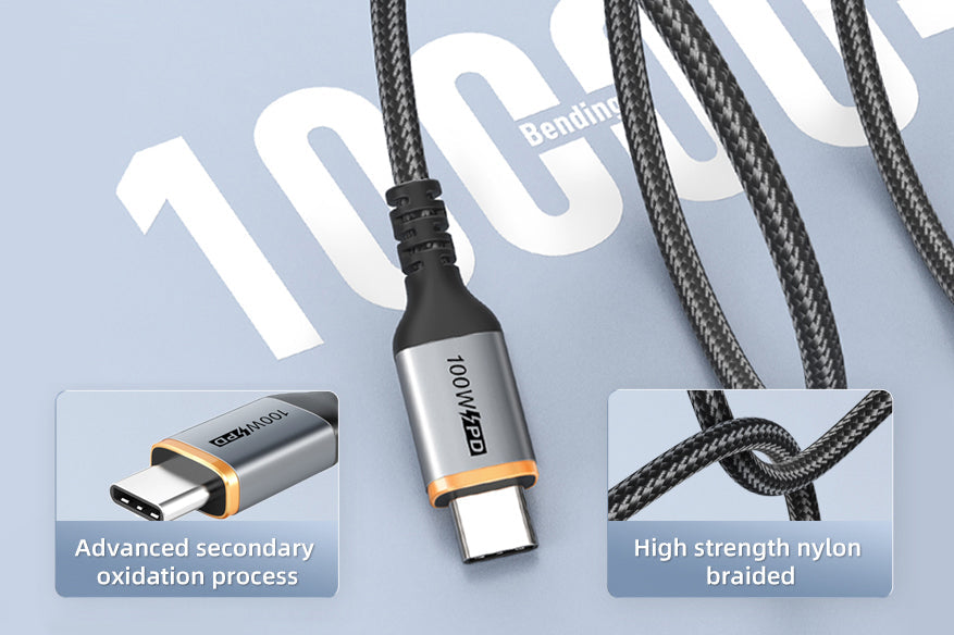 CABLETIME 100W Braided USB-C to USB-C Fast Charging Cable with E-Marker – feature detail 10 | CU03H/CU03L
