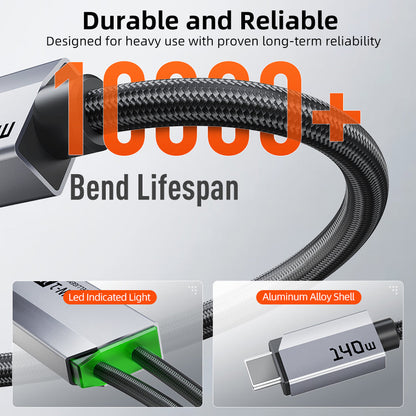 CABLETIME 2-in-1 USB-C to Dual USB-C 140W Charging Cable, 1.5m – product view 7 | CU14J