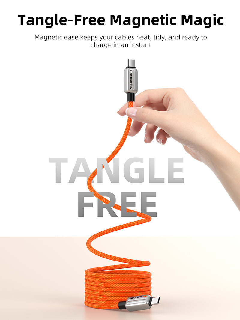 CABLETIME 240W Magnetic Braided USB-C to USB-C Charging Cable, 480Mbps – product view 4 | CU06H/CU06L/CU08H/CU08L