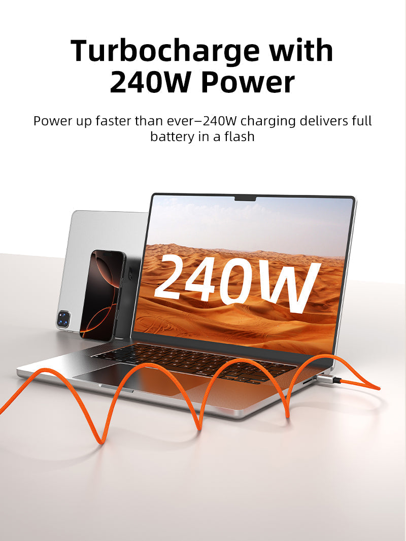 CABLETIME 240W Magnetic Braided USB-C to USB-C Charging Cable, 480Mbps – product view 6 | CU06H/CU06L/CU08H/CU08L