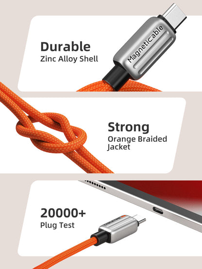 CABLETIME 240W Magnetic Braided USB-C to USB-C Charging Cable, 480Mbps – product view 9 | CU06H/CU06L/CU08H/CU08L