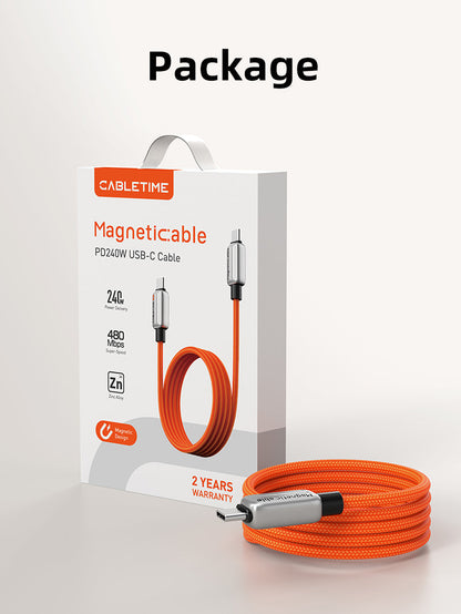 CABLETIME 240W Magnetic Braided USB-C to USB-C Charging Cable, 480Mbps – product view 11 | CU06H/CU06L/CU08H/CU08L
