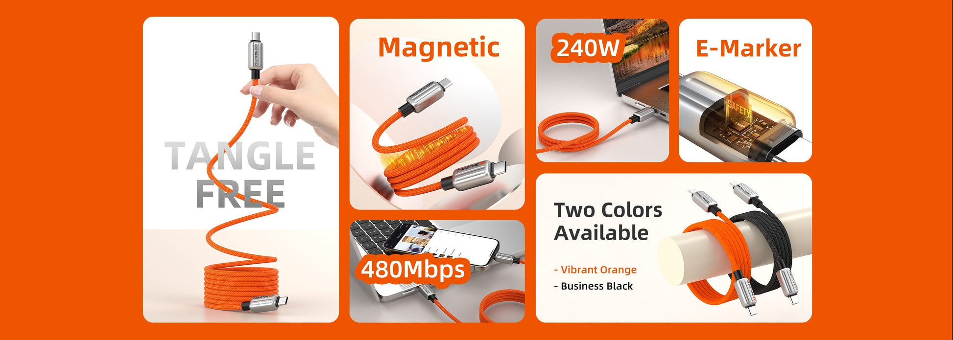 CABLETIME 240W Magnetic Braided USB-C to USB-C Charging Cable, 480Mbps – feature detail 12 | CU06H/CU06L/CU08H/CU08L