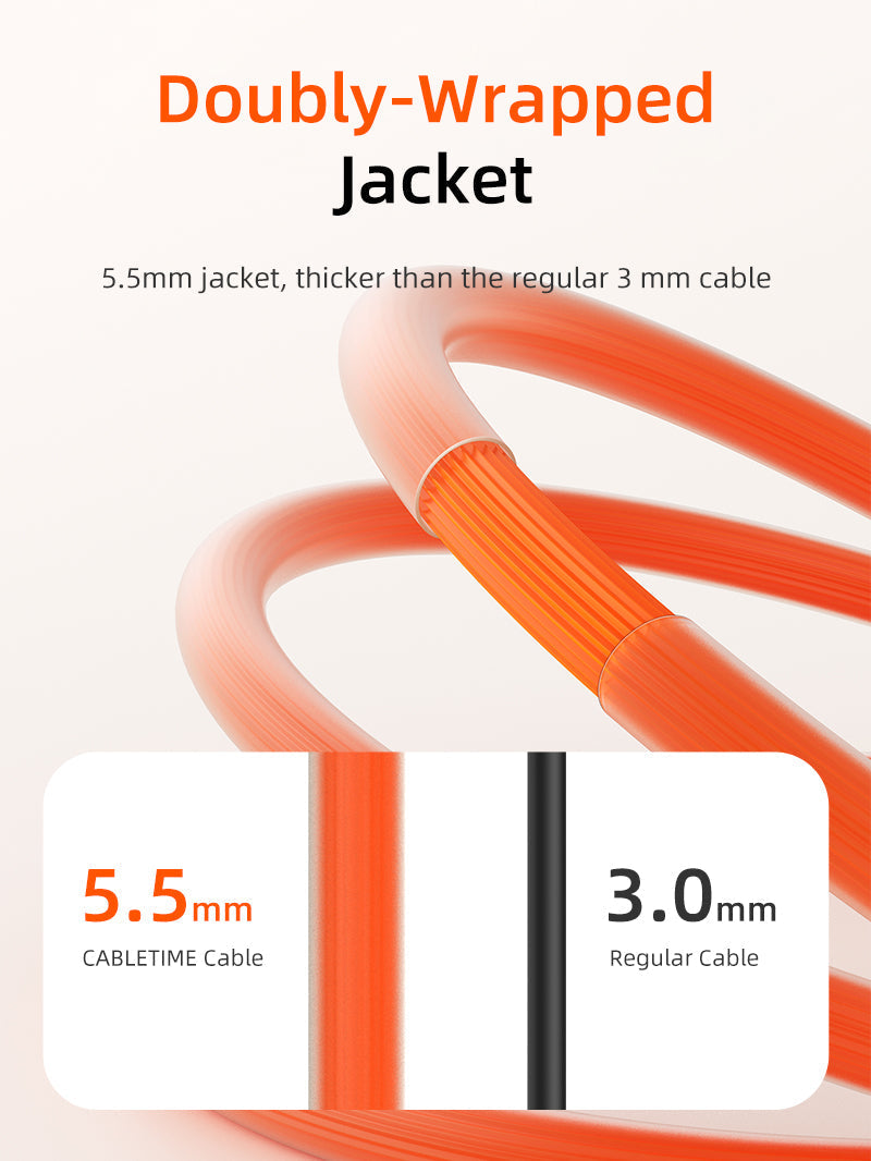 CABLETIME 240W Silicone USB-C to USB-C Fast Charging Cable with E-Marker – product view 7 | CU04H/CU04L/CU05H/CU05L/CU07H/CU07L