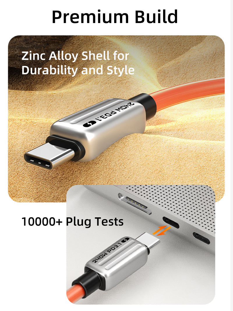 CABLETIME 240W Silicone USB-C to USB-C Fast Charging Cable with E-Marker – product view 8 | CU04H/CU04L/CU05H/CU05L/CU07H/CU07L