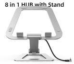CABLETIME Adjustable Laptop Stand with 8-in-1 USB-C Hub, 4K@60Hz and 100W PD – product image 2 | CS18S