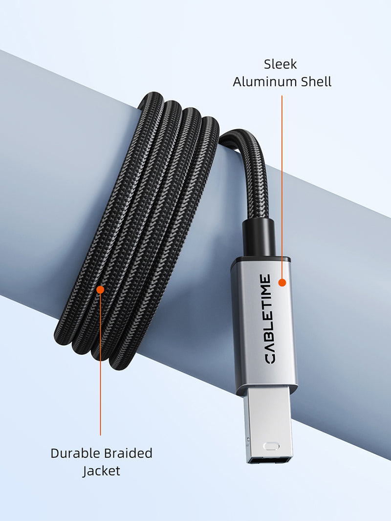 CABLETIME CA15 USB-A to USB-B cable construction detail