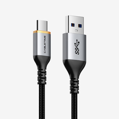 CABLETIME CA40 USB-A 3.0 to USB-C braided 5Gbps cable