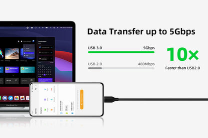 CABLETIME CA42 USB-A 3.0 to USB-C high-speed data feature