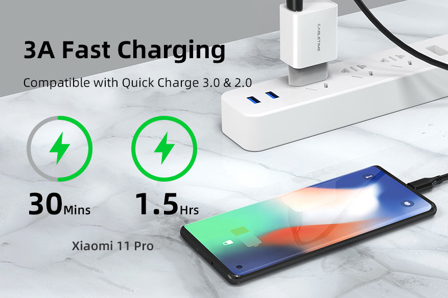 CABLETIME CA42 USB-A to USB-C fast charging feature