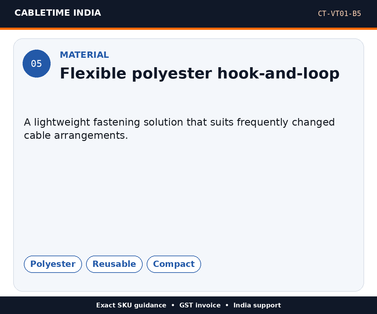 CABLETIME CT-VT01-B5 — Material — Flexible polyester hook-and-loop