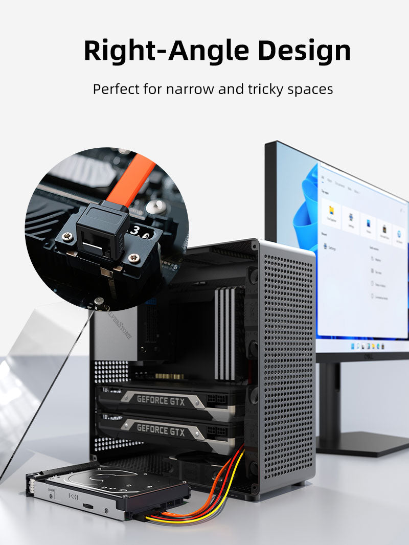 CABLETIME CAS1E right-angle space-saving connector feature