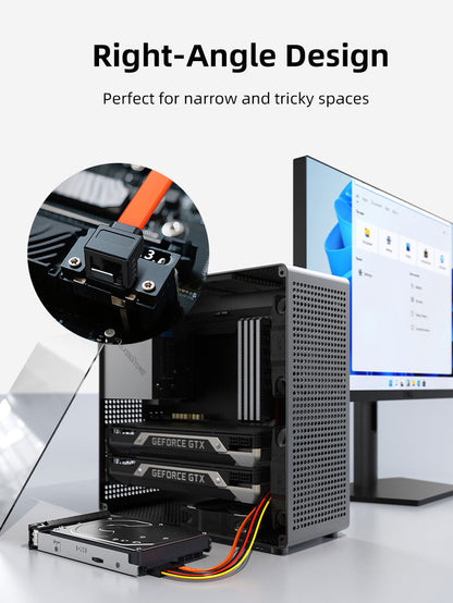 CABLETIME CAS1E right-angle space-saving connector feature