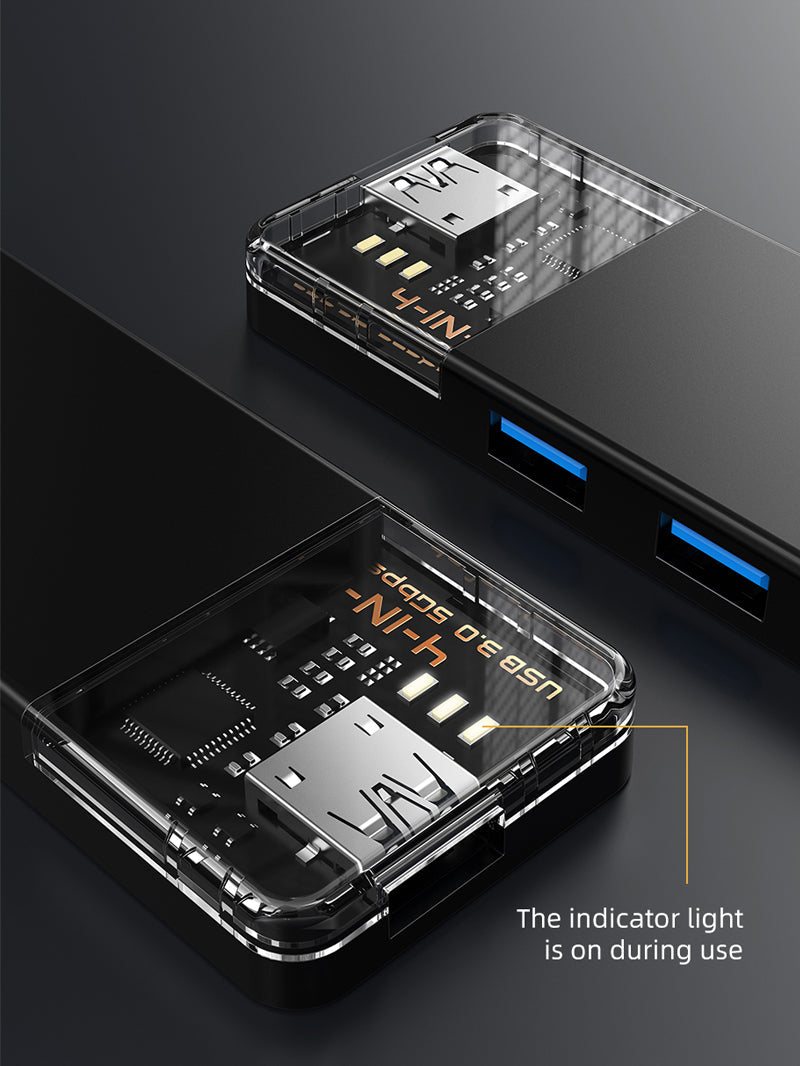 CABLETIME Unique Transparent Shell Design 4 port usb 3.0 hub | CB01B/CB02B