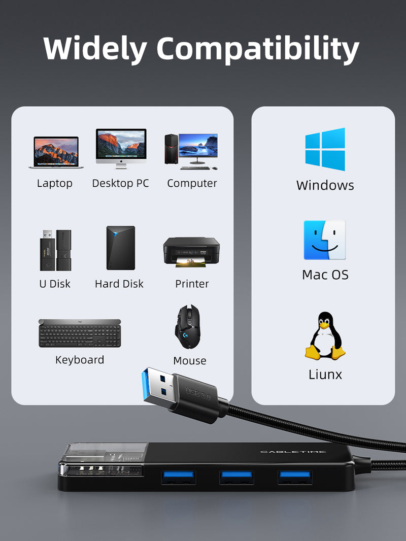 CABLETIME usb 3.0 hub for macbook pro | CB01B/CB02B
