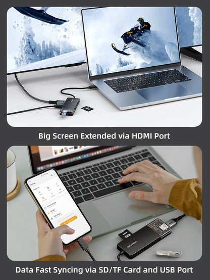 CABLETIME 6 In 1 USB Type C Multiport Hub with 4K HDMI 100W Power Delivery | CB04B