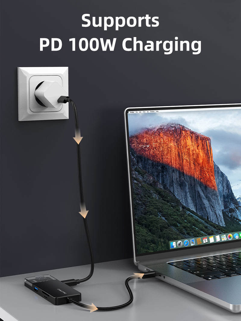 CABLETIME 6 In 1 USB Type C Multiport Hub with 4K HDMI 100W Power Delivery | CB04B