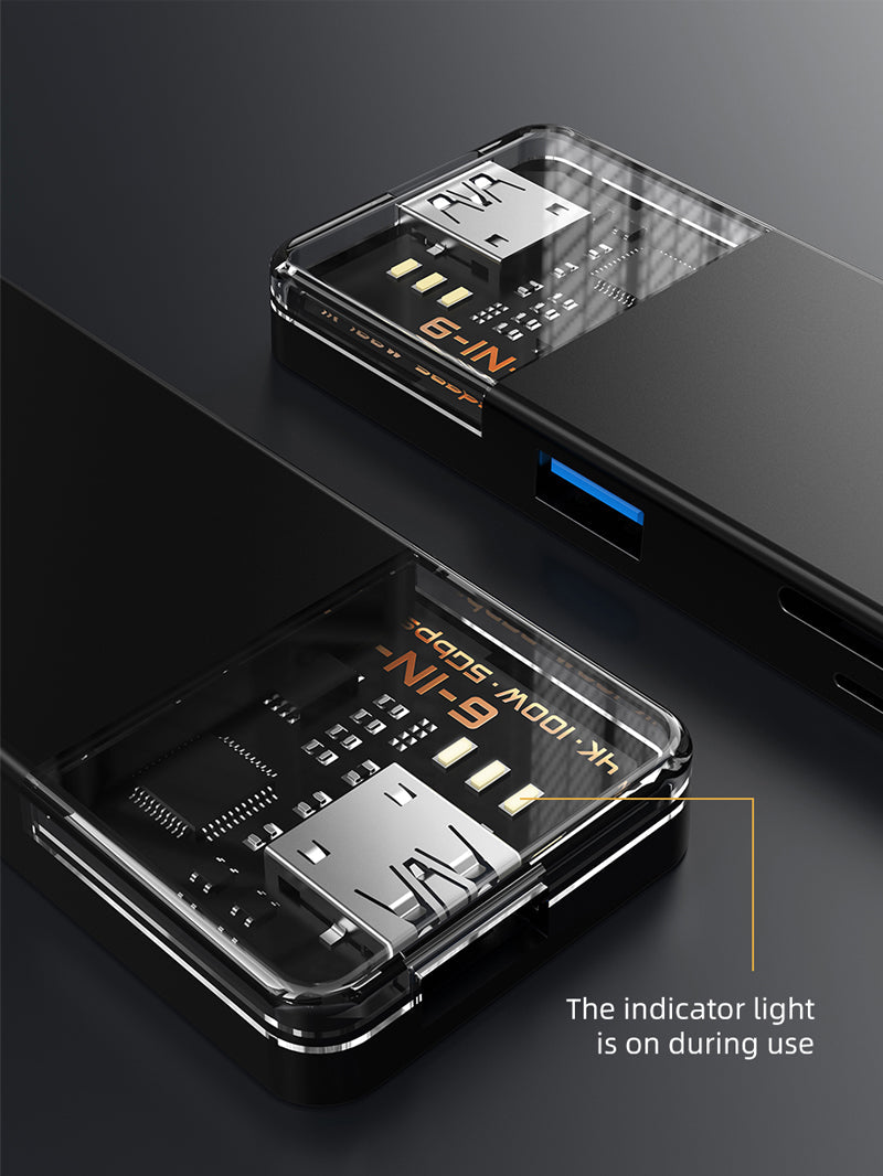 CABLETIME 6 In 1 USB Type C Multiport Hub with 4K HDMI 100W Power Delivery | CB04B