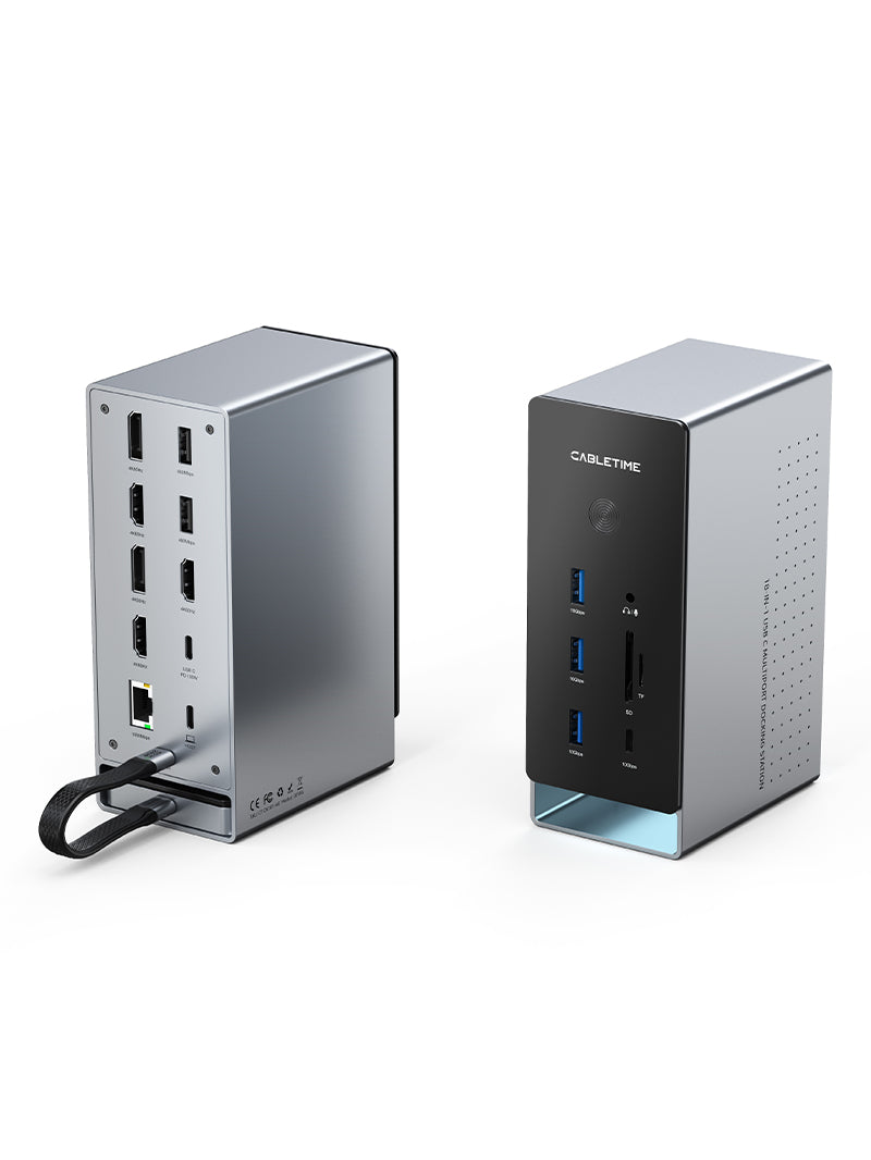 CABLETIME 18-IN-1 8K DisplayLink Dock Triple Monitor for Mac/Windows | CB18D