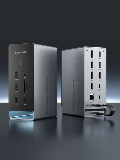 CABLETIME 18-IN-1 8K DisplayLink Dock Triple Monitor for Mac/Windows | CB18D