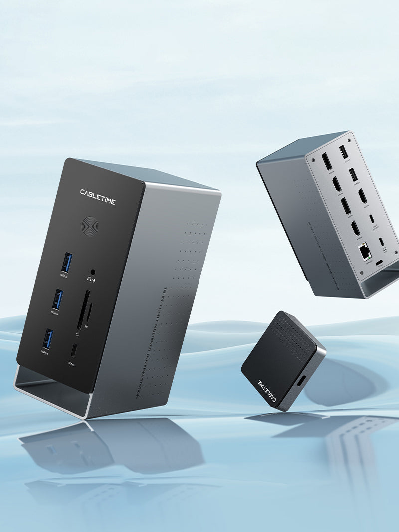 CABLETIME 18-IN-1 8K DisplayLink Dock Triple Monitor for Mac/Windows | CB18D