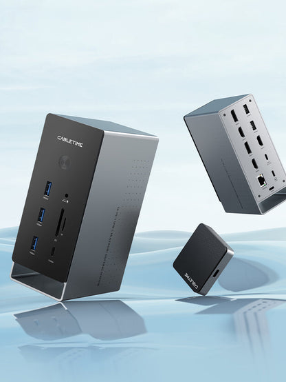 CABLETIME 18-IN-1 8K DisplayLink Dock Triple Monitor for Mac/Windows | CB18D