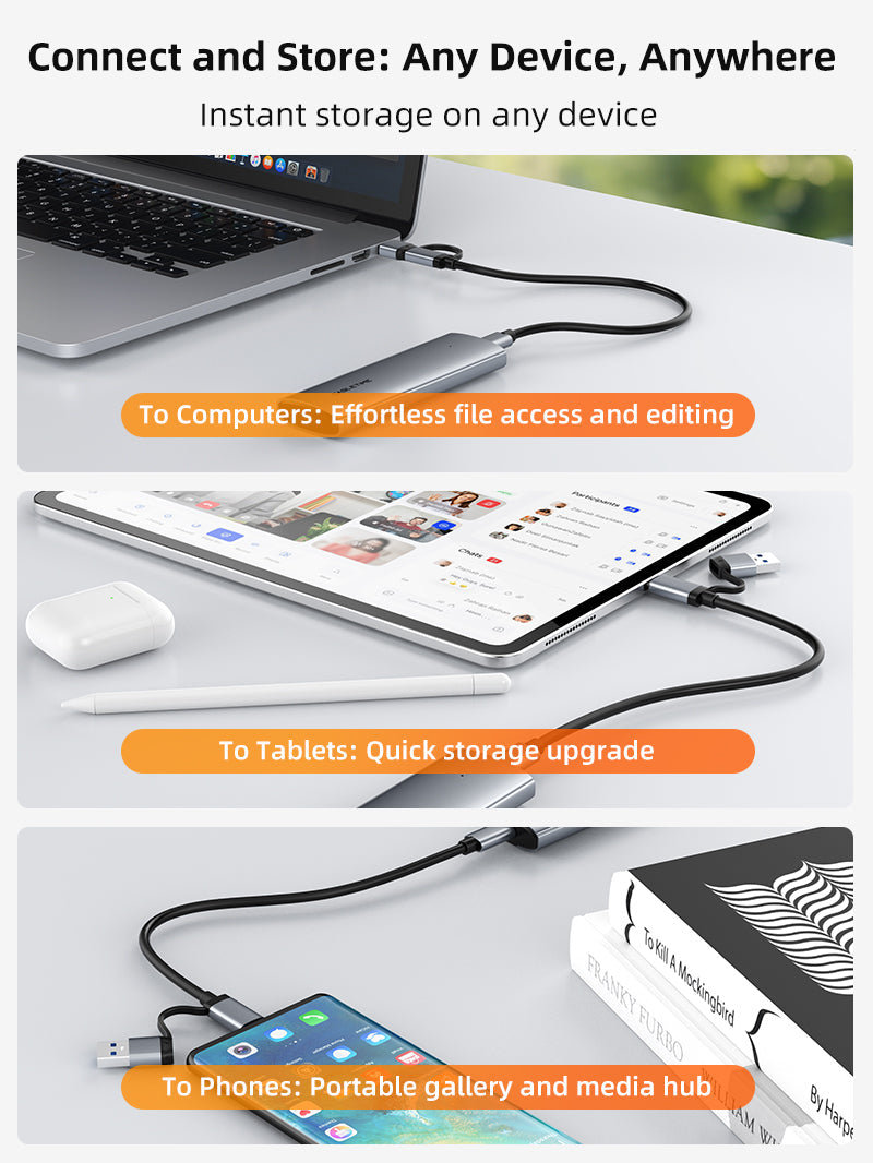 CABLETIME USB 3.1 Type-C To NVME M.2 SSD PCIE Enclosure | CB32G