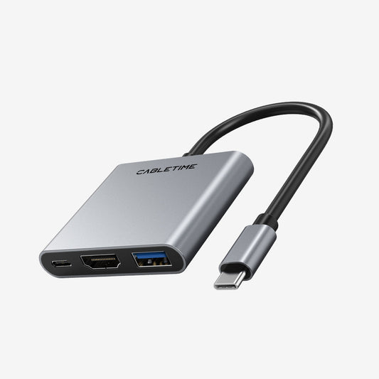 CABLETIME 3-in-1 USB-C Hub with 4K HDMI, 5Gbps USB-A and 100W PD product image | CB42G