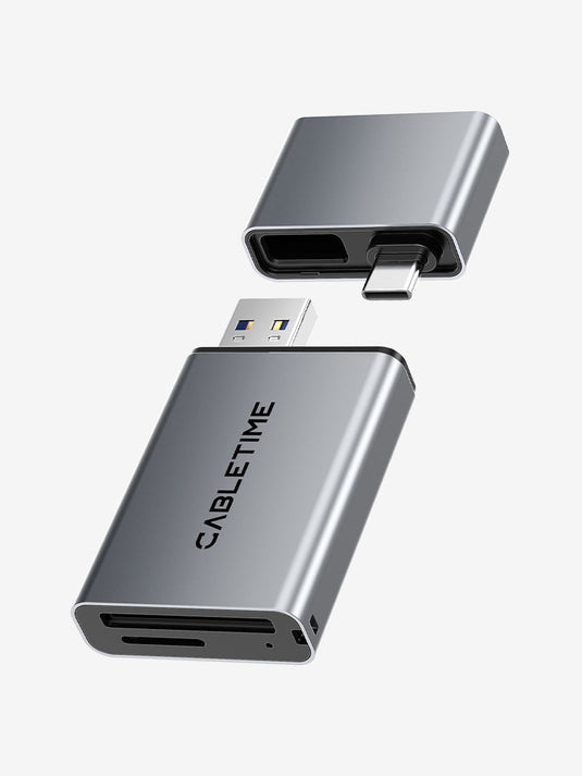 CABLETIME 3-in-1 USB-A and USB-C SD TF card reader | CB48G/CB49G