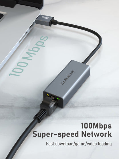 CABLETIME USB 2.0 to Rj45 Ethernet Adapter Max 100Mbps | CB52G