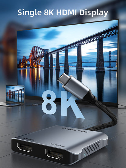 CABLETIME USB C to Dual HDMI Adapter Dual 4K | CB70G