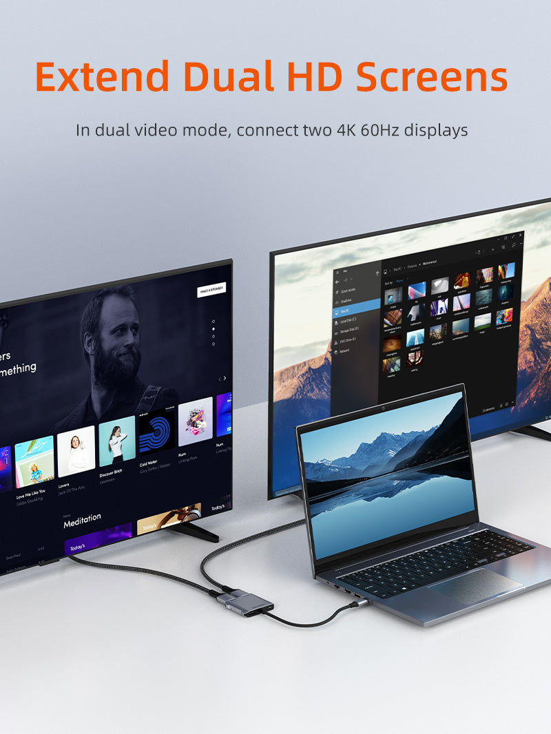 CABLETIME 8K USB Type C to Dual HDMI Adapter Dual 4K | CB70G