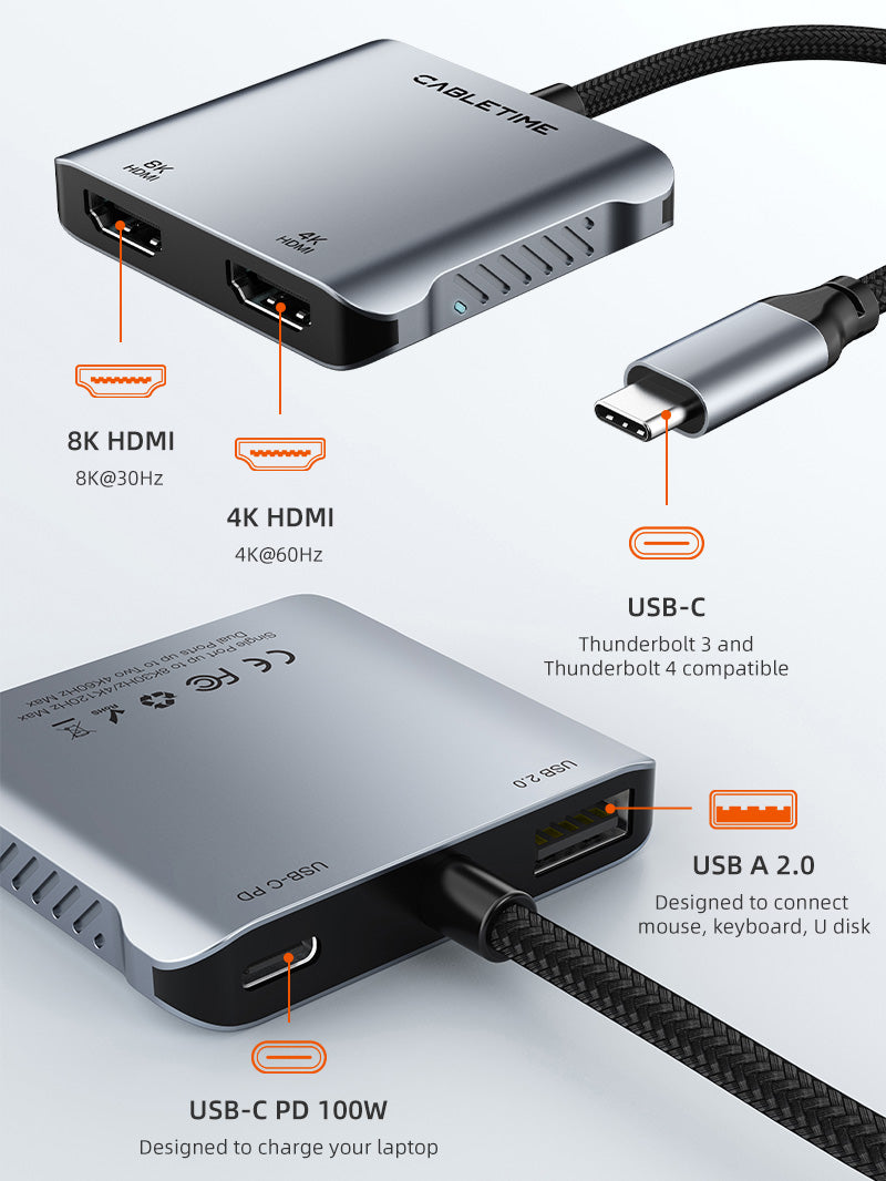 CABLETIME 4 IN 1 USB C hub | CB70G