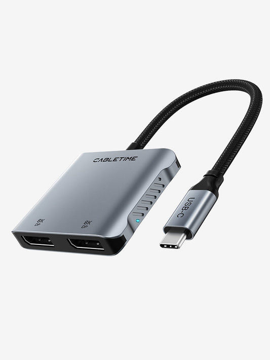 CABLETIME 8K 4 IN 1 USB C to Dual DP Adapter Hub for Dell XPS 13 15,Lenovo ,Sumsung Chromebook - CABLETIME | CB72G