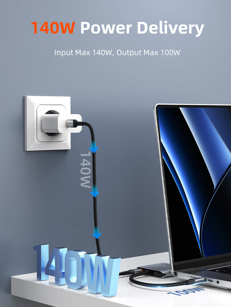 CABLETIME 10Gbps 5 IN 1 USB C Hub with HDMI 4K 60Hz 140w Power Delivery | CB75G