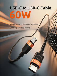 Official CABLETIME 60W USB-C braided cable CT-CM60-AOB1