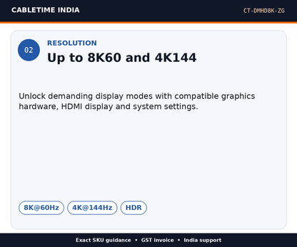 CABLETIME CT-DMHD8K-ZG — Resolution — Up to 8K60 and 4K144