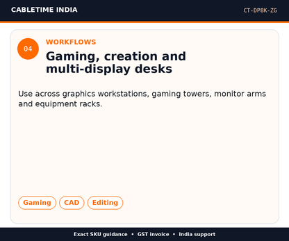 CABLETIME CT-DP8K-ZG — Workflows — Gaming, creation and multi-display desks