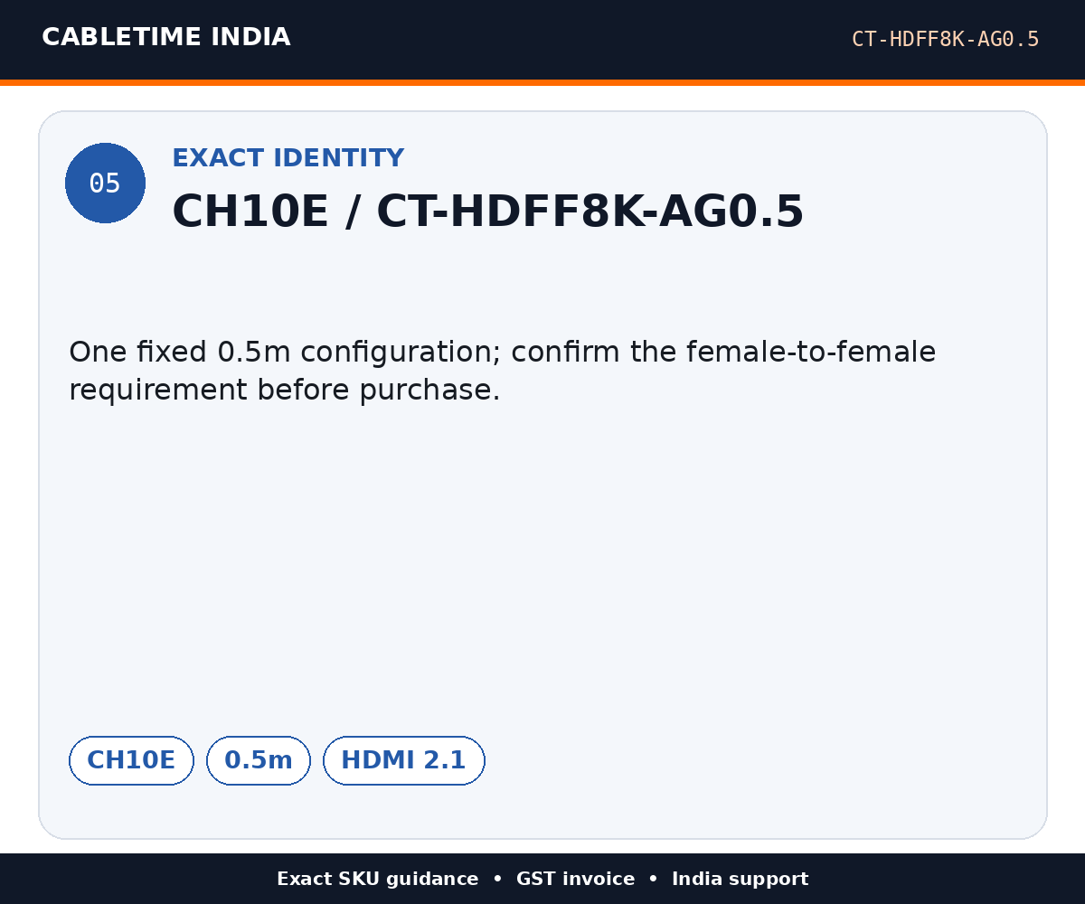 CABLETIME CT-HDFF8K-AG0.5 — Exact identity — CH10E / CT-HDFF8K-AG0.5